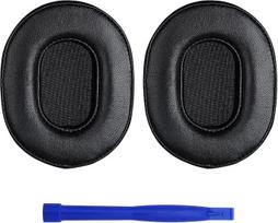 Replacement Genuine Leather Ear Pads for ATH MSR7 M50X Headphones Compatible with HyperX Cloud & Cloud 2 / SteelSeries Arctis 3 5 7 9 9X Pro Wireless Stealth 600 and More (Black)