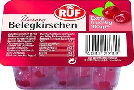 RUF Raudonosios vyšnios, kokteilių vyšnios be alkoholio, itin vaisinės, vyšnios be kauliukų, skirtos tortams, kokteiliams ir vaisių salotoms, 1 x 100 g
