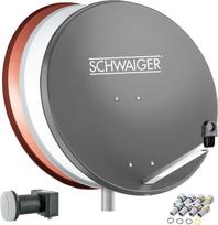 SCHWAIGER 548 Palydovinio palydovo komplektas Palydovinis indas Quad LNB Digital 8x F jungtis 7 mm Palydovinė antena Aliuminis Komplektas Antracitas 74,5 x 84,5 cm