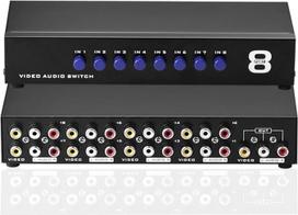 SIENOC 8-Wege AV Switch 8 in 1 heraus Audio Video L/R RCA Selector Switch Box Splitter Schwarz für DVD STB Spielkonsolen