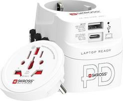 SKROSS - PRO Light USB AC45PD - Universal travel adapter to the world and back with 2 USB ports - 45 W fast charge - Voltage and power: 100 V AC - 700 W / 250 V - 1750 W