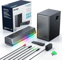 Smalody TV Speaker, Home Theater Speaker, Wireless Audio Soundbar, TV Speaker + Bass Subwoofer, Bluetooth Enabled, Optical, AUX, Coaxial Inputs, Remote Control
