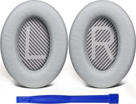SoloWIT Replacement Ear Pads for Bose QuietComfort 35 (QC35) & Quiet Comfort 35 II (QC35 ii) Headphones, Ear Pads with Softer Lambskin, Noise Isolation Foam, Extra Thickness (Brilliant Grey)