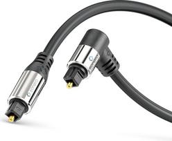 sonero® Premium optisches Toslink Kabel, 20,0m, vergoldete Kontakte, 1 x 90° Stecker, 360° drehbar, schwarz