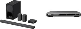 Sony HT-S40R 5.1 Channel Soundbar (Including Wired Subwoofer, Wireless Rear Speakers, Bluetooth, Surround Sound, Dolby Digital), Wide & DVP-SR760H DVD Player/CD Player Black