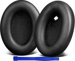 SOULWIT Profesionalūs pakaitiniai ausinių įdėklai "Sony WH-1000XM4" (WH1000XM4) ausinėms su minkšta proteino oda, triukšmą izoliuojančiomis putomis, ypač stori, juodi