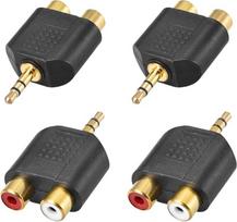 sourcing map 4pcs 3.5mm Male to 2 RCA Female Splitter Adapter Black for Stereo Audio Video Cable
