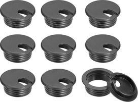 sourcing map Cable Hole Cover, 10 Pieces 38mm ABS Desk Cable Wire Eyelets for Office Computer Desk Wire Organizer Black