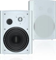 STUDIOFINIX 6,5 colio 400 vatų vandeniui atsparus lauko garsiakalbis Lauko garsiakalbis "Bluetooth" sieninis garsiakalbis Vandeniui atsparus garsiakalbis, atsparus oro sąlygoms, skirtas terasai, garažui, namams lauke (baltas)