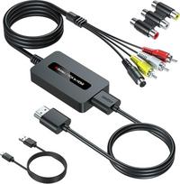 SUNNATCH RCA Svideo to HDMI Converter Cable with Svideo + RCA + HDMI Cable, S-Video HDMI Adapter, RCA Composite CVBS AV to HDMI Converter, S-Video to HDMI Converter, RCA Composite AV to HDMI Adapter
