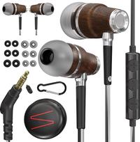 Symphonized in ear kopfhörer mit kabel und mikrofon, premium noise cancelling, 8-mm-bass, 3D-sound aus bubinga-holz, für mobilgeräte, pcs, tablets