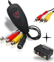 TechSide Pilnas analoginis skaitmeninis keitiklis (Scart adapteris + RCA kabelis) 2024 | Suderinamas su Windows 11 + nauja programinė įranga | USB 2.0 Video Grabber Capture Konvertuoti VHS skaitmeninę formą