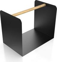 teileplus24 BHS1 Malkų stovas Vidaus lauko malkų stovas Metalinis malkų krepšys su rankena Pramoninė išvaizda Modelis: Modern Black