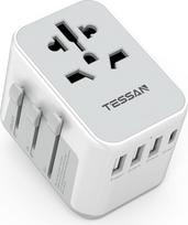 TESSAN kelioninis adapteris visame pasaulyje, universalus kelioninis kištukas su 3 USB, 1 USB C ir 1 kintamosios srovės kištukiniu lizdu, tarptautinis kištukinis lizdas, universalus adapteris Vokietijai, JAV, Anglijai, Tailandui, Italijai, Australijai
