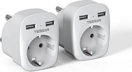 TESSAN Pietų Afrikos Respublikos adapteris su USB, 3-in-1 kelioninis adapteris Pietų Afrikai, 1 kištukinis adapteris Pietų Afrikai su 2 USB, 2500 W kelioninis kištukas Namibijai, M tipo adapteris Pietų Afrikai, Namibijai, Lesotui