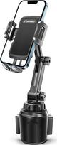 TOPGO Cup Holder, Phone Holder, No Shake, Stable and Adjustable Bar, Car Cup Holder, Phone Holder for iPhone 14, Samsung and More Smartphones (Black)
