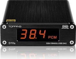 Topping D10s Mini USB DAC ES9038Q2M XMOS XU208 PCM384kHz DSD256 Native Audio Amplifier Decoder Black
