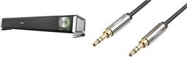 Trust Asto Soundbar Speaker (for PC and TV) & Amazon Basics Aux Cable, Stereo Audio Cable, 3.5 mm Jack to 3.5 mm Jack Plug, 2.4 m
