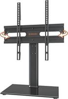 Universalus pasukamas televizoriaus stovas - stalinis televizoriaus stovas 27-55 colių LCD LED televizoriui - reguliuojamo aukščio televizoriaus stovas su grūdinto stiklo pagrindu ir laidų kreipiančiąja, VESA 400 x 400 mm HT06B-002