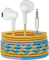 URIZONS Colourful Braided Headphones with Cable - Wired In-Ear 3.5 mm Headphones with Tangle-Free Microphone for iPhone for Children