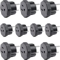 US/JP/CA Male to EU/DE/FR/IT/ES Adapter Plug, US/CA/JP Plug for Electronic Devices for 2 Pin EU Female/Germany Female (Pack of 10 Black)