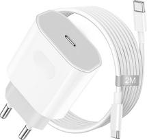USB C įkroviklis iPhone 16 15/16 15 Pro/16 15 Pro Max/16 15 Plus, 35 W USB C maitinimo adapteris su 2 m ilgio kabeliu, įkrovimo laidas iPad Pro/Air 2024, USB C maitinimo šaltinio kištukas, greitasis įkroviklio laidas