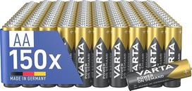 VARTA baterijos AA, 150 vnt., maitinimas pagal poreikį, šarminės, 1,5 V, saugykla, išmanios, lanksčios, galingos, idealiai tinka kompiuterių priedams, išmaniesiems namų prietaisams, pagamintos Vokietijoje [tik "Amazon"]
