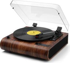 Vinilinių plokštelių grotuvas VOSTERIO "Bluetooth" plokštelių grotuvas su integruotu HiFi stereo garsiakalbiu, 3 greičių 33/45/78 aps./min, vinilo ir MP3/FM radijas/USB/TF/Aux-In/RCA/LED ekranas, vinilo grotuvas