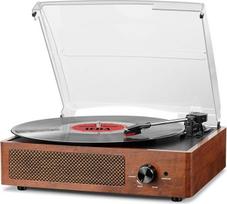Vinilo patefonas "Bluetooth" patefonas su įmontuotais garsiakalbiais Derliaus plokštelių grotuvas su 3 greičiais 33/45/78 U/Auto-Stop RCA/Aux-in 3,5 mm