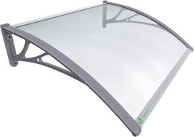 VOUNOT Stogelis lauko durims 120 x 80 cm, aliuminio ir polikarbonato stogelis, permatomas arkinis stogelis, dvivietis stogelis, pilkas.