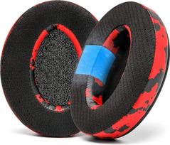 WC Freeze Hybrid Fabric Cooling Gel Replacement Ear Pads - Compatible with HyperX Cloud, Steelseries Arctis, ATH M50X, Turtle Beach Stealth and More - Comfortable and Cooler Longer | Red Camo