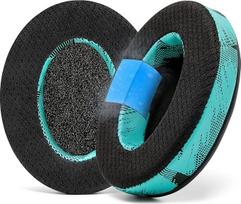WC Freeze Hybrid Fabric Cooling Gel Replacement Ear Pads - Compatible with HyperX Cloud, Steelseries Arctis, ATH M50X, Turtle Beach Stealth and More - Comfortable and Cooler Longer | SpeedRacer Cyan