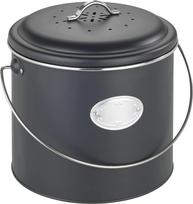 WENKO Komposto dėžė Mod. Nero 6 l, pagaminta iš metalo, dangtis su silikoniniu žiedu, su 3 aktyviosios anglies filtrais kvapams neutralizuoti, ženklinimo etiketė, matmenys (plotis x gylis x aukštis): skersmuo 22,5 x 22,5 cm, juoda