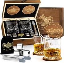 Whiskey Whisky Gläser Set - Whiskey Geschenkset Glas - Whiskygläser - Geschenke für Männer - Männergeschenke - Geburtstagsgeschenk Mann - Geschenkbox, 2 Rum Gläser x 310ML, 4 Whiskey Steine