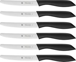 WMF "Classic Line" pusryčių peilių rinkinys, 6 dalys, 23 cm, dantytas duonos peilis, duonos peilis, specialus plienas, plastikinė rankena, juodas