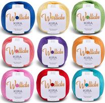 Wollidu Kira 100% medvilnės mezgimo ir nėrimo siūlai, 9 x 50 g rinkinys, nėrimo siūlai, mezgimo siūlai, spalvingi, spalvų mišinys 1