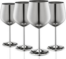 WOTOR nerūdijančio plieno taurės vynui, 4 vnt., 540 ml, stovyklavimo taurės vynui, nedūžtančios, tvirtos ir nešiojamos metalinės taurės, tinkamos lauke, baseine, kelionėse (sidabrinės spalvos)