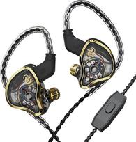 Yinyoo CCZ Warrior 3BA+1DD Hybrid In-Ear Monitor, Wired Headphones with High Sensitivity Microphone, Strong Bass, Noise Isolating Headphones for Pop Metal (Gold, with Microphone)