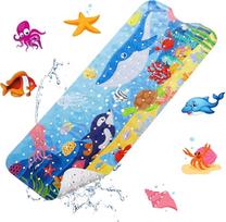 YOCOLE Vaikų vonios kilimėlis, 100 x 40 cm, dušo kilimėlis, neslystantis kilimėlis, vonia duše, vonios kilimėlis, BPA neturintis PVC vonios kilimėlis su siurbtukais, atsparus pelėsiui ir skalbiamas skalbimo mašinoje