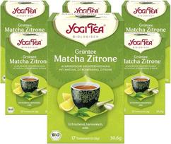 YOGI TEA, žalioji arbata Matcha Lemon, ajurvedinė žalioji ekologiška vaistažolių arbata, žaliosios arbatos, Matcha, citrinžolės ir citrinžolės mišinys, Yogi Tea Pack of 6, 6 x 17 maišelių (iš viso 102 arbatos maišeliai)