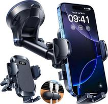 YRU Mobile Phone Holder Car [2024 Best] Mobile Phone Holder Car [Upgrade Strong Suction Cup & Clip] Universal Car Mobile Phone Holder Dashboard Disc Ventilation for iPhone 15 Pro Max 14 13 Samsung,
