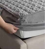 YUDEYU lovatiesės "Leaves Grey Washed Cotton Fabric Fitted Sheet Mattress Cover Bed Sheet" (160 x 200 cm / aukštis 16-25 cm)