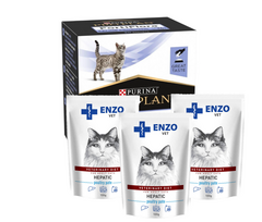 PURINA PVD FortiFlora Cat 30 paketėlių + 3x ENZO VET Hepatinis paukštienos paštetas katėms 100g