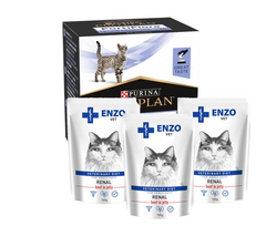 PURINA PVD FortiFlora Cat 30 paketėlių + 3x ENZO VET Renal su jautiena želė katėms 100g