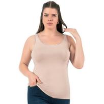 Didelio dydžio moteriški marškinėliai plačiomis petnešomis apsiūti atlasu didesnio dydžio 3XL-7XL Ozkan 25922 kūno spalva