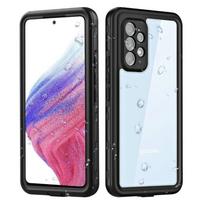 Samsung A35 A25 A55 A15 A54 A34 A24 A14 A04S A53 A13 A03S A32 5G IP68 Vandeniui atsparus skaidrus telefono dėklas po vandeniu PC+TPU korpusas For Samsung A32 5G juoda