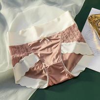 Moteriški apatiniai Satino Seksualūs Aukšto Liemens Kelnaitės Suspaustos Ledo Šilko Bangos Krašto Lengvas Medvilninis Trikampis Klynas Kelnaitės M