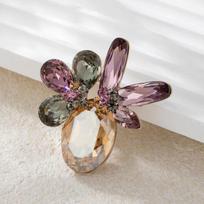 Crystal Succulent Brooch Women'S High-End Floral Brooch Elegant High-End Versatile Suit Clothing Pin Accessories Electroplated real gold įvairiaspalvis