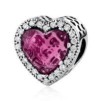 925 prabos sidabriniai Murano stiklo karoliukai, raudoni, mėlynai rožiniai, violetiniai, apvalūs, „Plata De Ley“ 925, skirti originaliems apyrankių papuošalams 3mm
