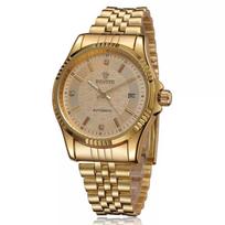 Business Waterproof Luminous Mechanical Watch  Steel Band Calendar Watch for Men  All Gold Couple Watch